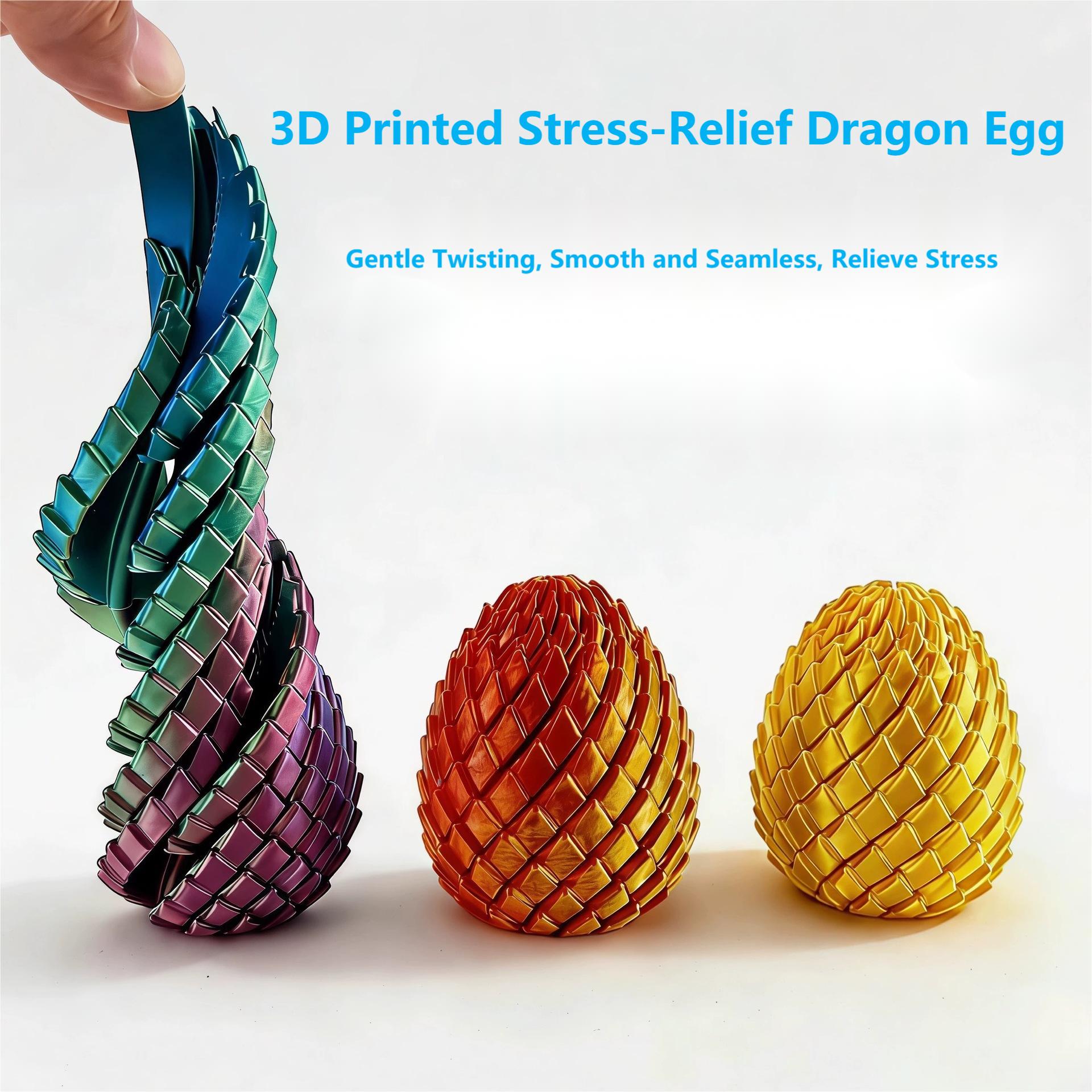 3D decompression dragon egg printing spinning music decompression toy 3D printing dragon ornament figurine puzzle cone fingertip splicing