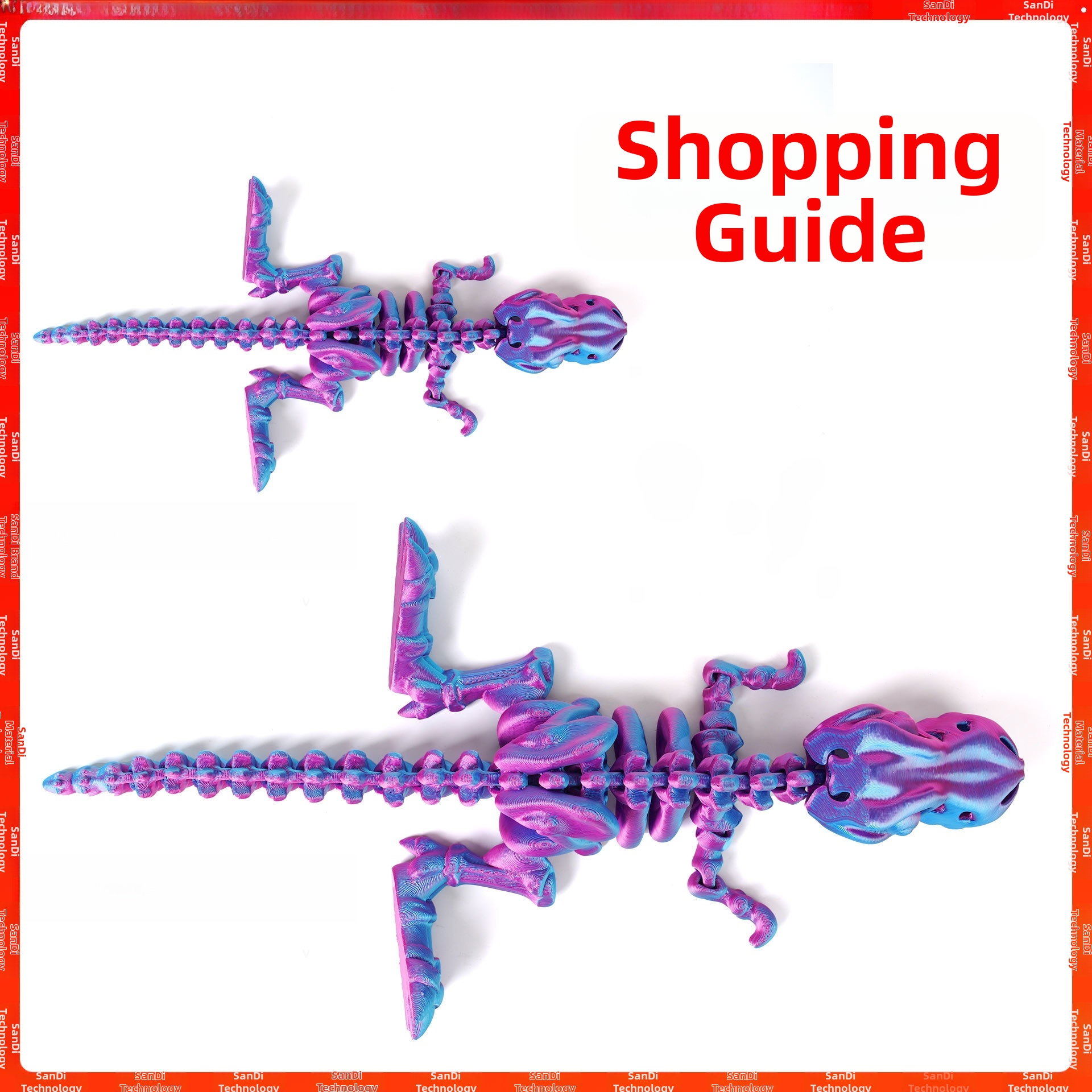 3D Printed Cross-Border Tyrannosaurus Rex Dinosaur Skeleton 3D Printed Dragon Transformation Figurine Gift Craft Toy