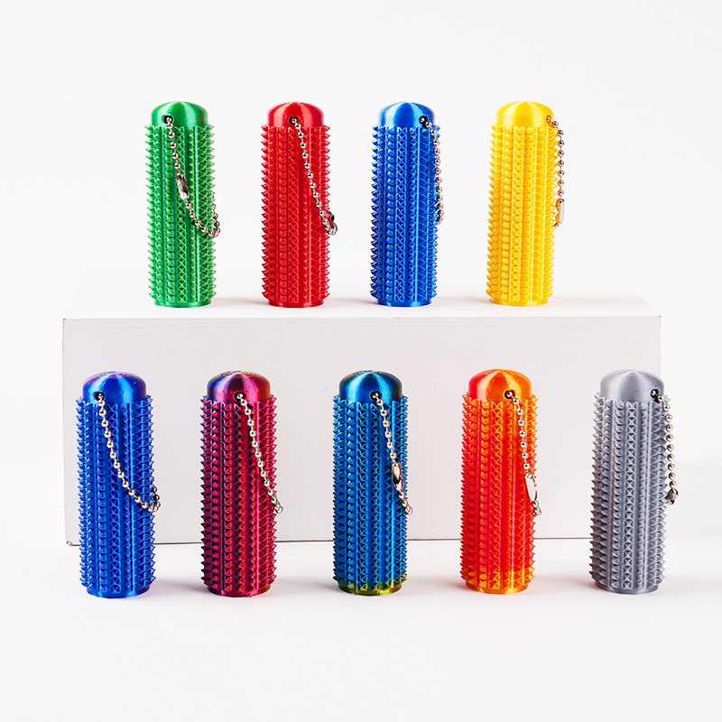 3D Printed Mace Keychain Colorful Gradient Spiked Key Ring Cool Desk Ornament